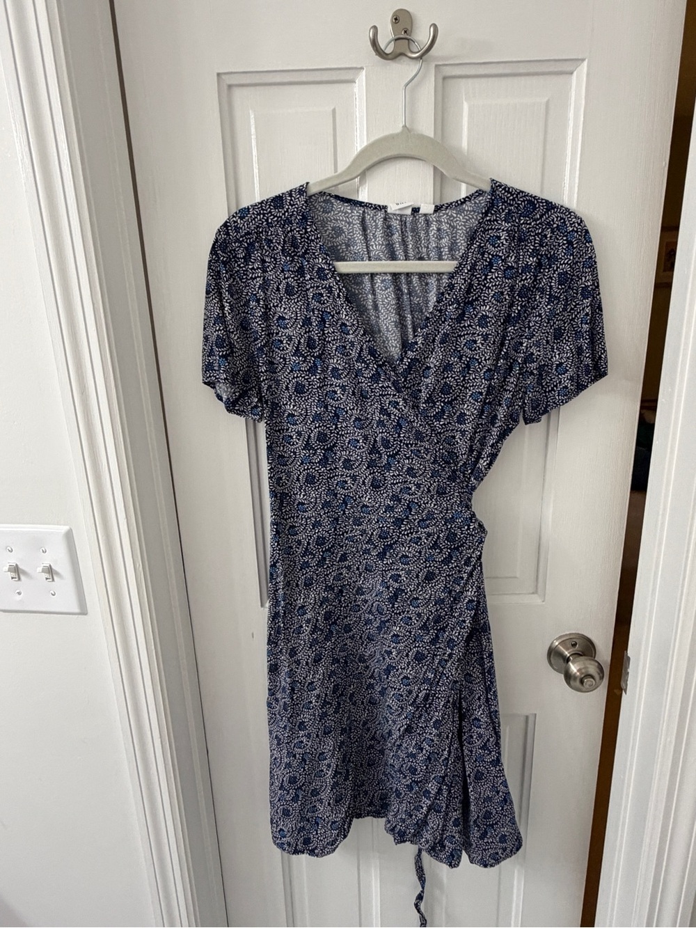 GAP Navy Paisley Wrap Mini Dress